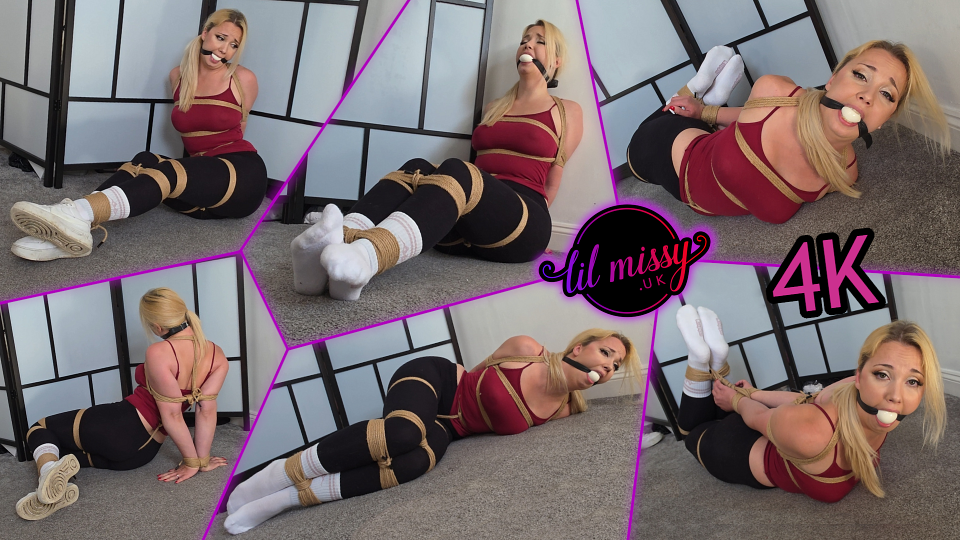 Tied In Black Leggings And White Socks 4K