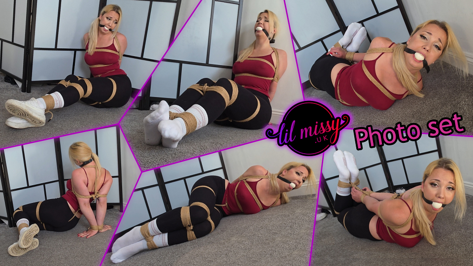 Tied In Black Leggings And White Socks Photo set