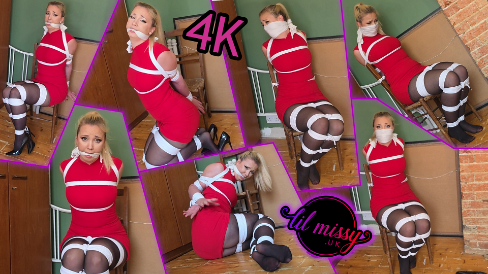 Chairtied In My Red Dress With Otn Gag 4K