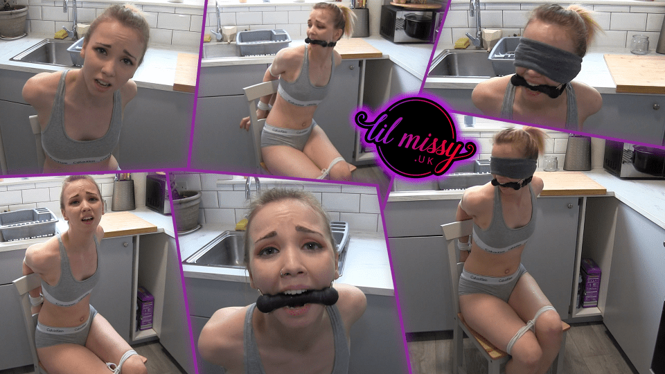 Chairtied, gagged and blindfolded